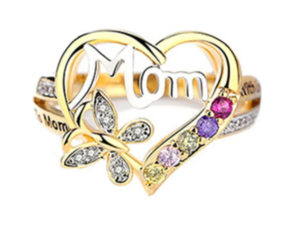 Exquisite Hollow Love Heart Mom Ring