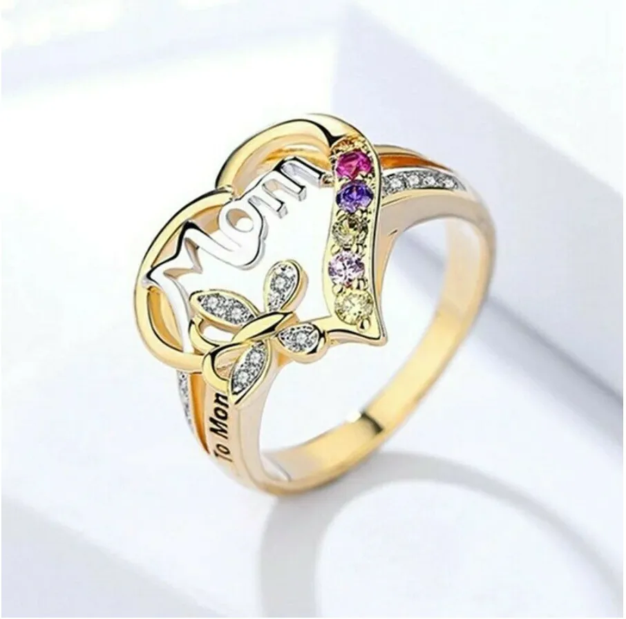 Exquisite Hollow Love Heart Mom Ring
