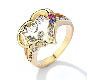 Exquisite Hollow Love Heart Mom Ring
