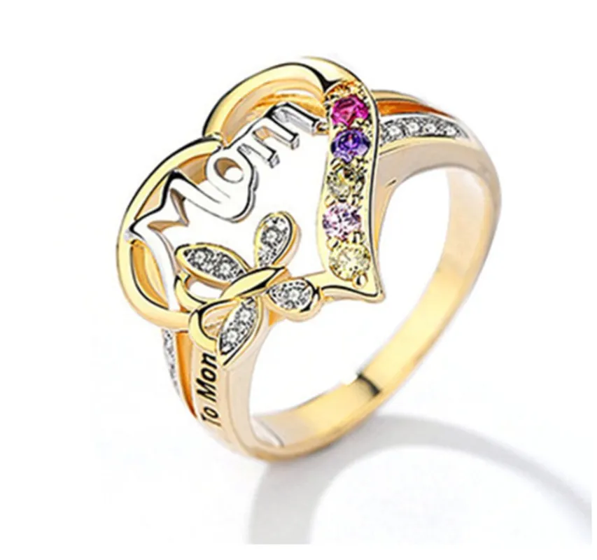 Exquisite Hollow Love Heart Mom Ring