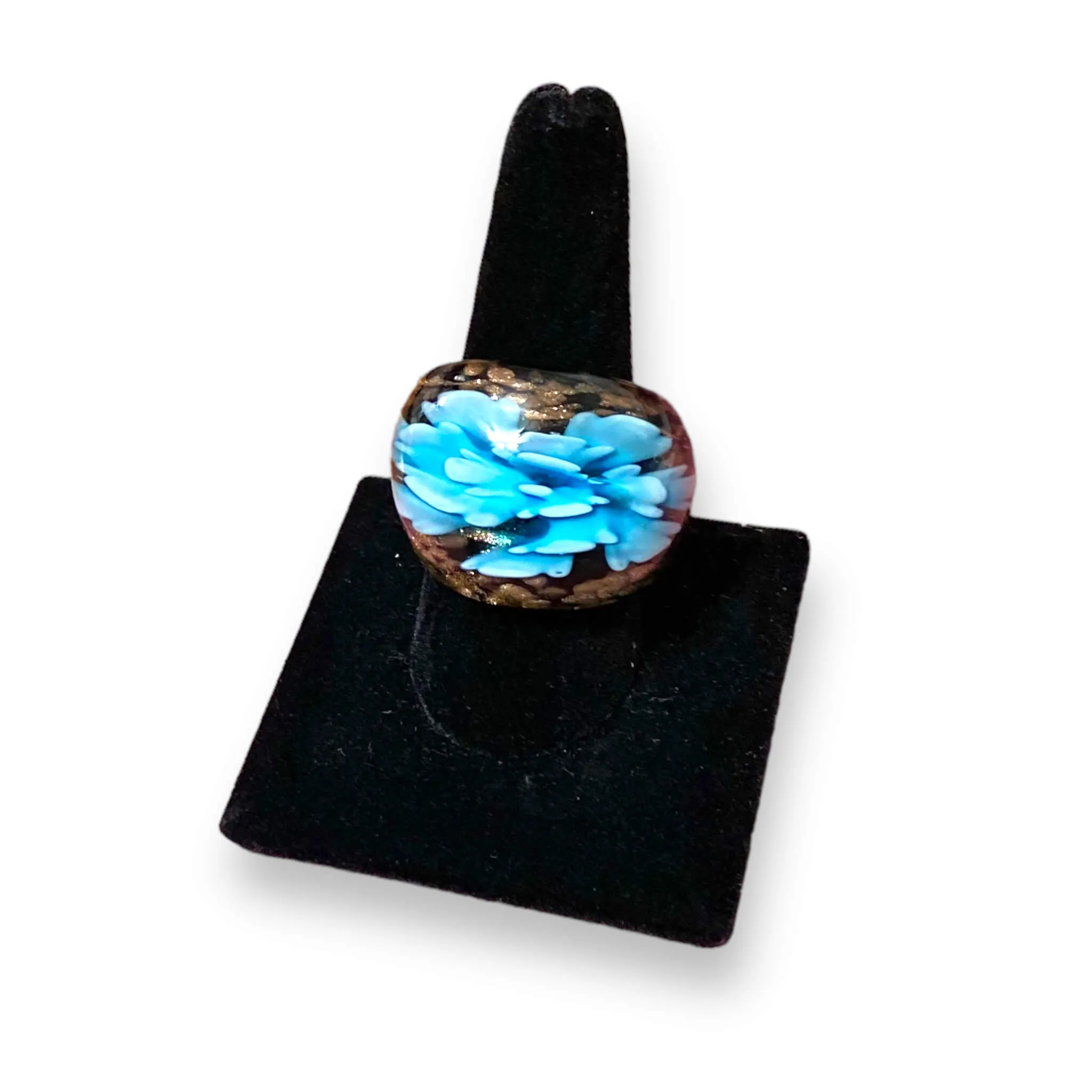 Exquisite Women's Murano Glass Floral Ring