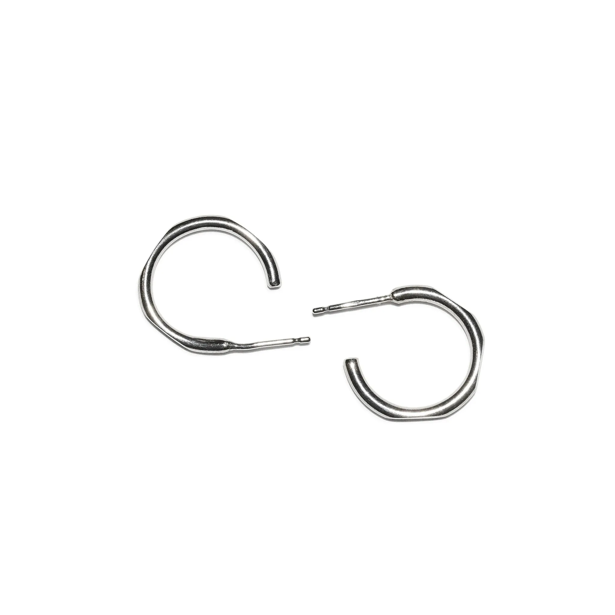 Faceted Hoop Earrings - Sterling Silver