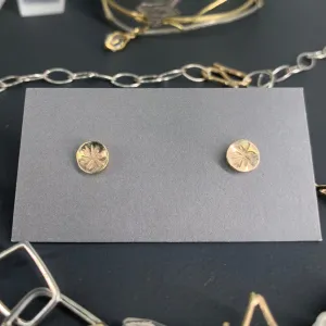 Fairtrade Gold Round Fig Leaf Stud Earrings