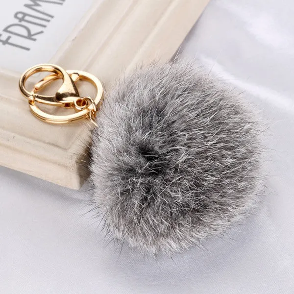 Fashion Rabbit Chain / Fur Ball Cell Phone Car Keychain / Handbag Charm Key Chains Ring Pom Poms Hair Bulb   Pendant