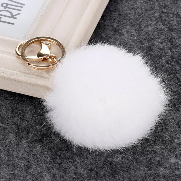 Fashion Rabbit Chain / Fur Ball Cell Phone Car Keychain / Handbag Charm Key Chains Ring Pom Poms Hair Bulb   Pendant