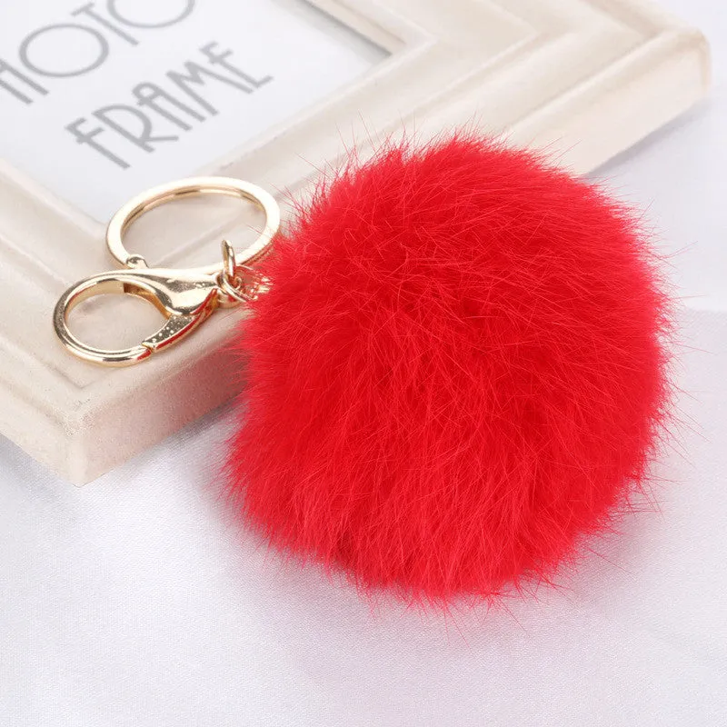 Fashion Rabbit Chain / Fur Ball Cell Phone Car Keychain / Handbag Charm Key Chains Ring Pom Poms Hair Bulb   Pendant