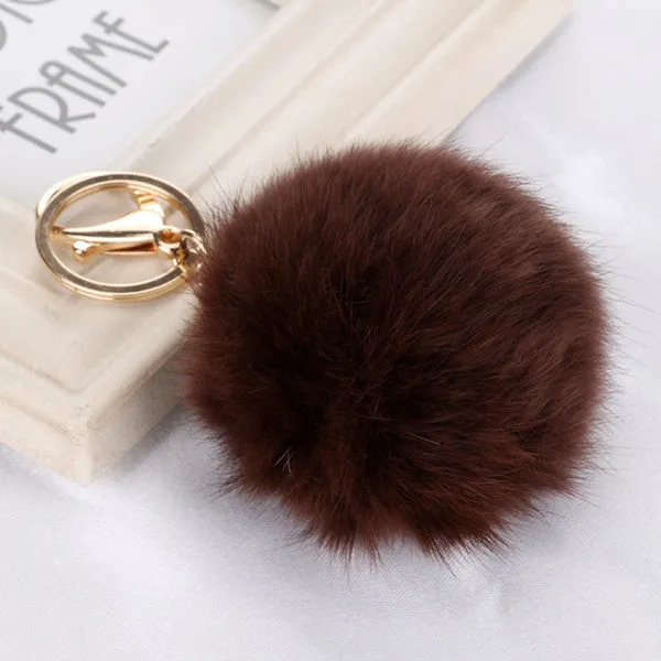Fashion Rabbit Chain / Fur Ball Cell Phone Car Keychain / Handbag Charm Key Chains Ring Pom Poms Hair Bulb   Pendant