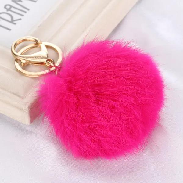 Fashion Rabbit Chain / Fur Ball Cell Phone Car Keychain / Handbag Charm Key Chains Ring Pom Poms Hair Bulb   Pendant