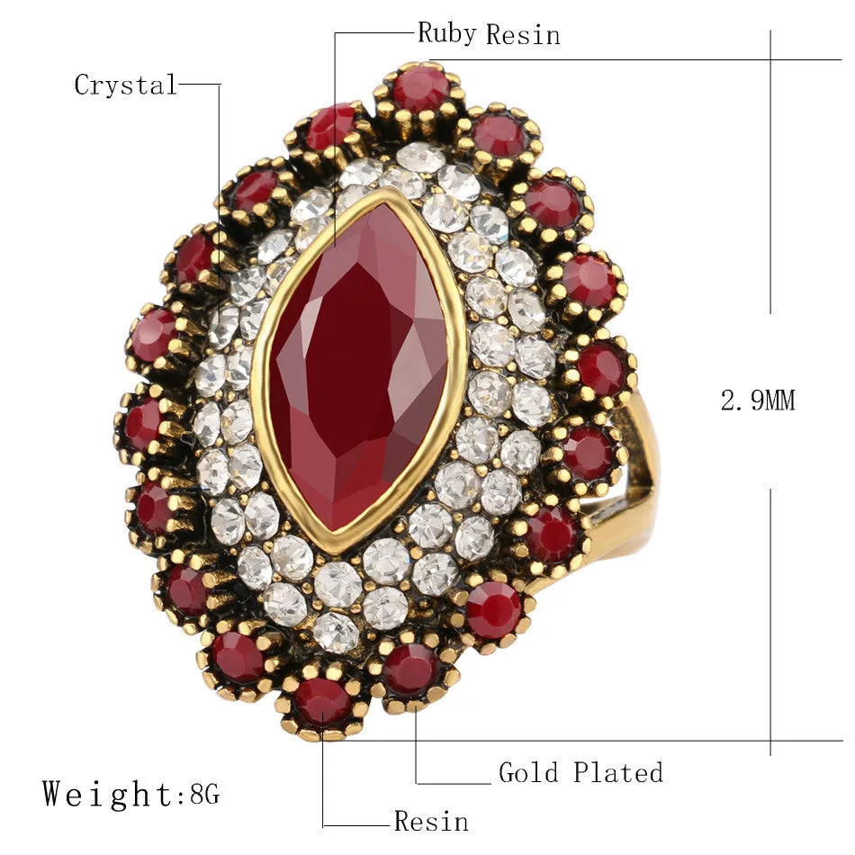 Fashion Vintage Ring Jewelry Party Retro AAA Resin 18 Gold Exquisite Elegance Nail Tools Rings For Women