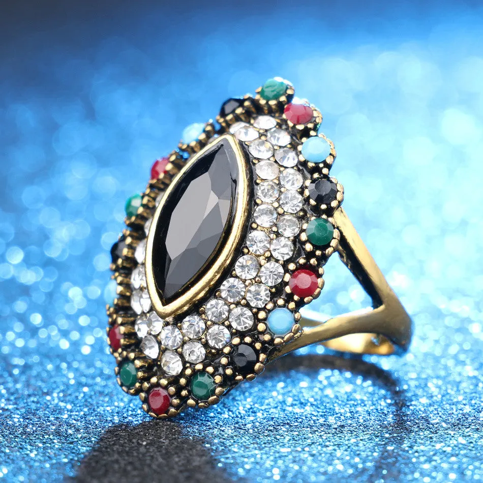 Fashion Vintage Ring Jewelry Party Retro AAA Resin 18 Gold Exquisite Elegance Nail Tools Rings For Women