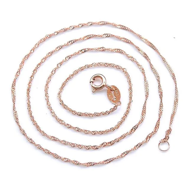 Fashion Women Girl Jewelry Rose Gold  Color Water Wave Ripples Chain Necklace Accessories Wholesale
