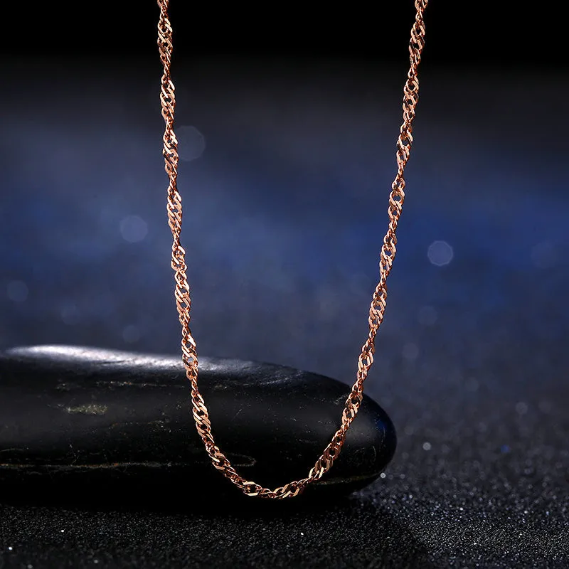 Fashion Women Girl Jewelry Rose Gold  Color Water Wave Ripples Chain Necklace Accessories Wholesale