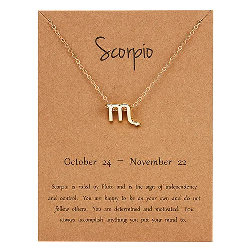 Female Elegant Star Zodiac Sign 12 Constellation Necklaces Pendants Charm Gold Chain Choker Necklaces for Women Jewelry Dropship