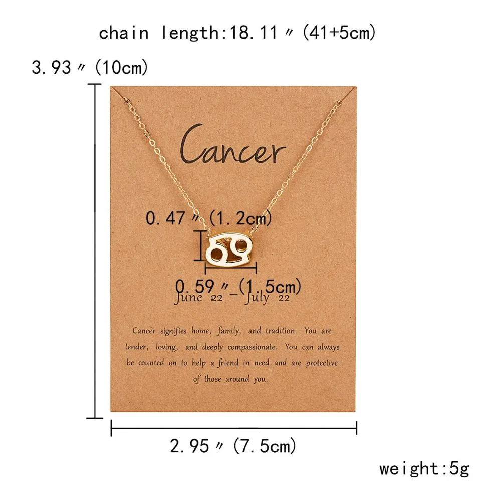 Female Elegant Star Zodiac Sign 12 Constellation Necklaces Pendants Charm Gold Chain Choker Necklaces for Women Jewelry Dropship