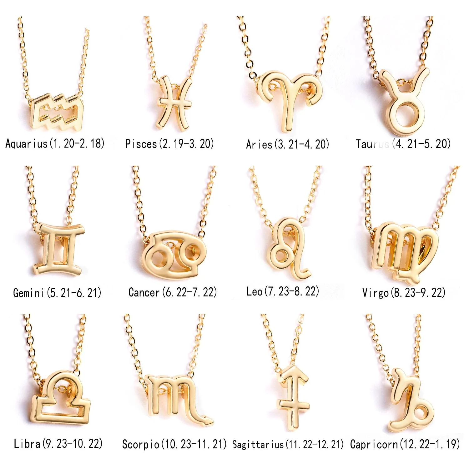 Female Elegant Star Zodiac Sign 12 Constellation Necklaces Pendants Charm Gold Chain Choker Necklaces for Women Jewelry Dropship