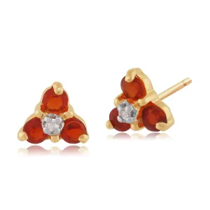 Feueropal Ohrringe 9ct Gelbgold 0,15ct Feueropal & 1pt Diamant Ohrstecker