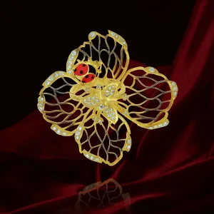 Filigree Flower Ring with Ladybug