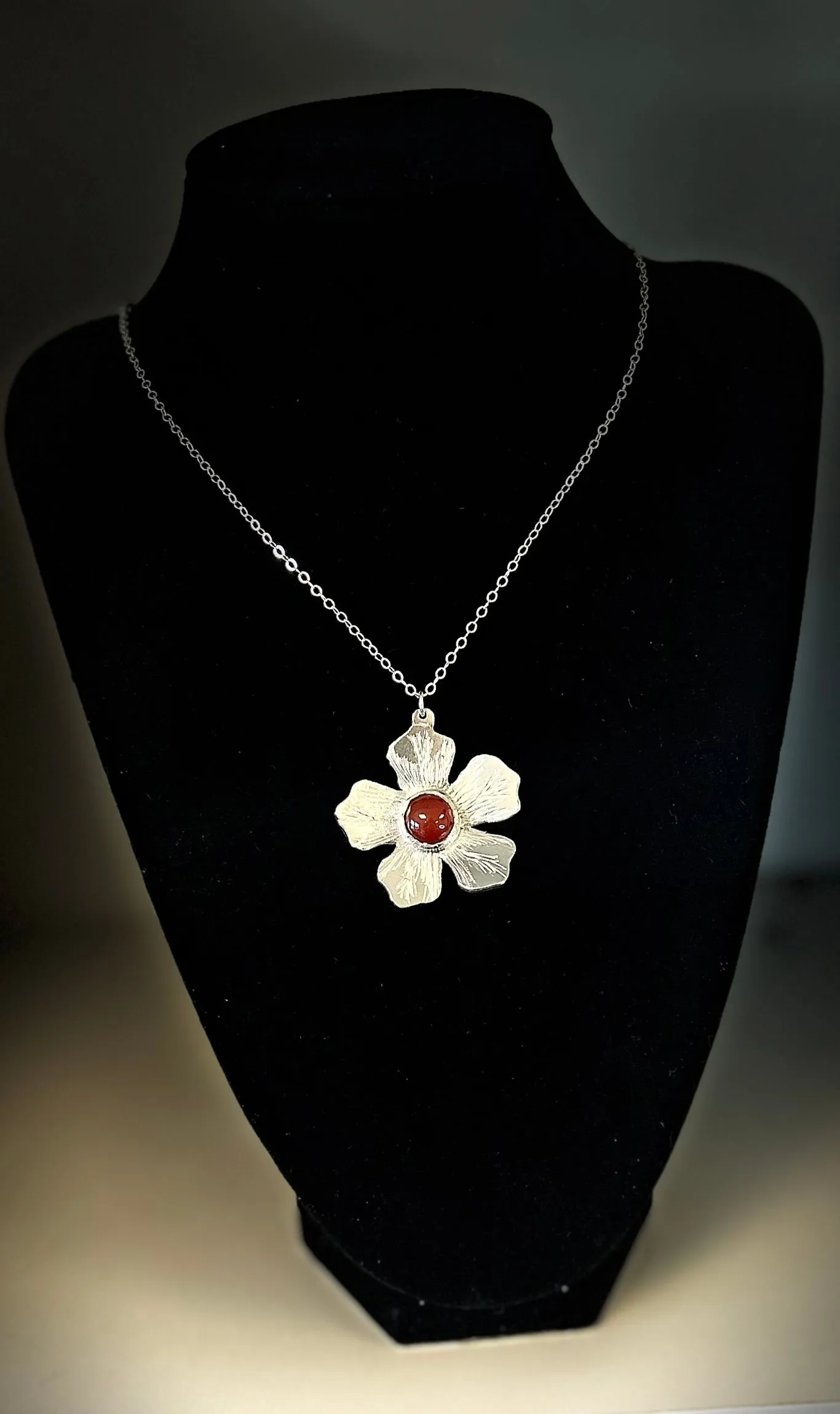 Floral Pendant with a Carnelian Stone