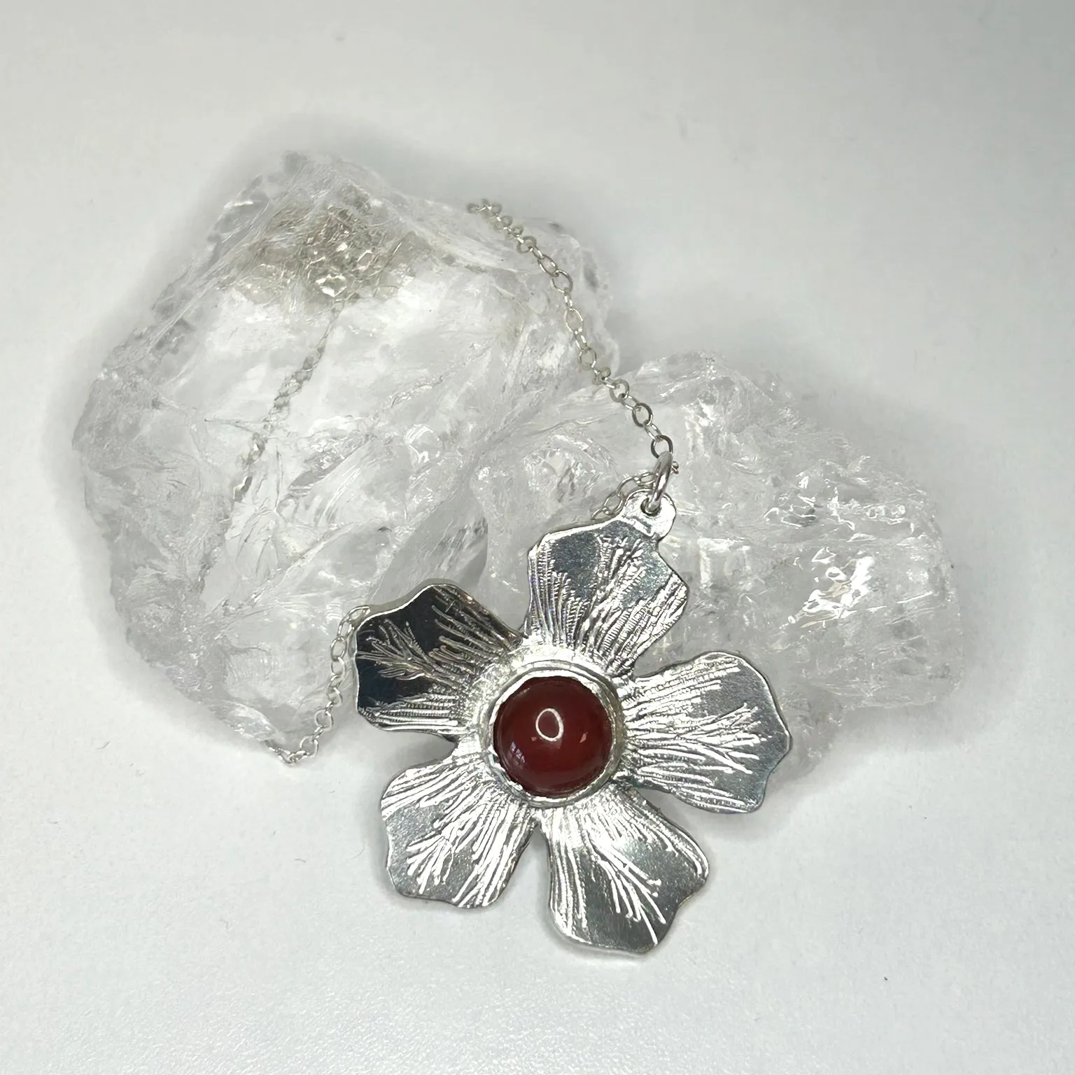 Floral Pendant with a Carnelian Stone