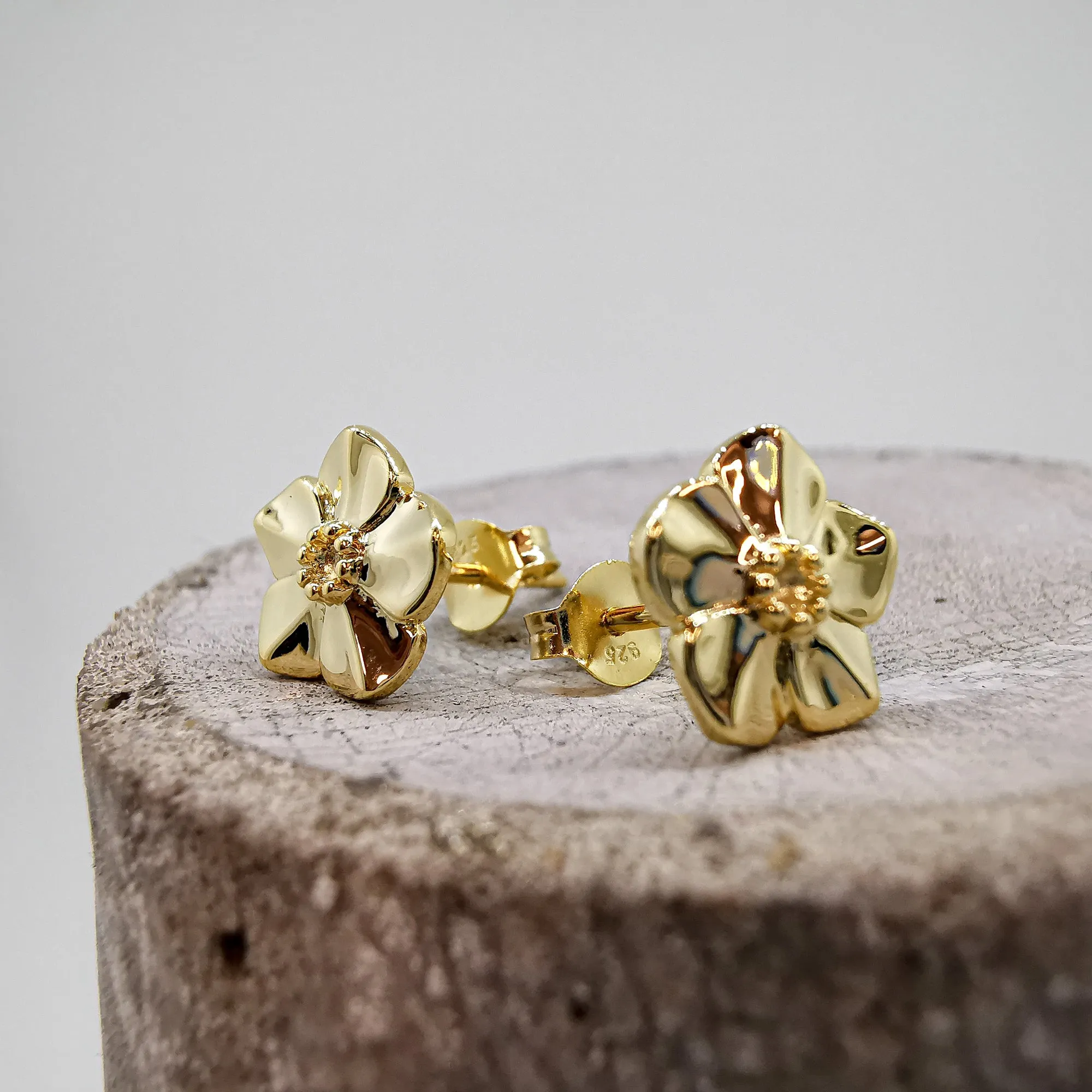 Forget-Me-Not Gold Vermeil Silver Studs