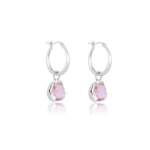 FOUNDATION GEMDROP MEDIUM HOOPS - BLUSH QUARTZ