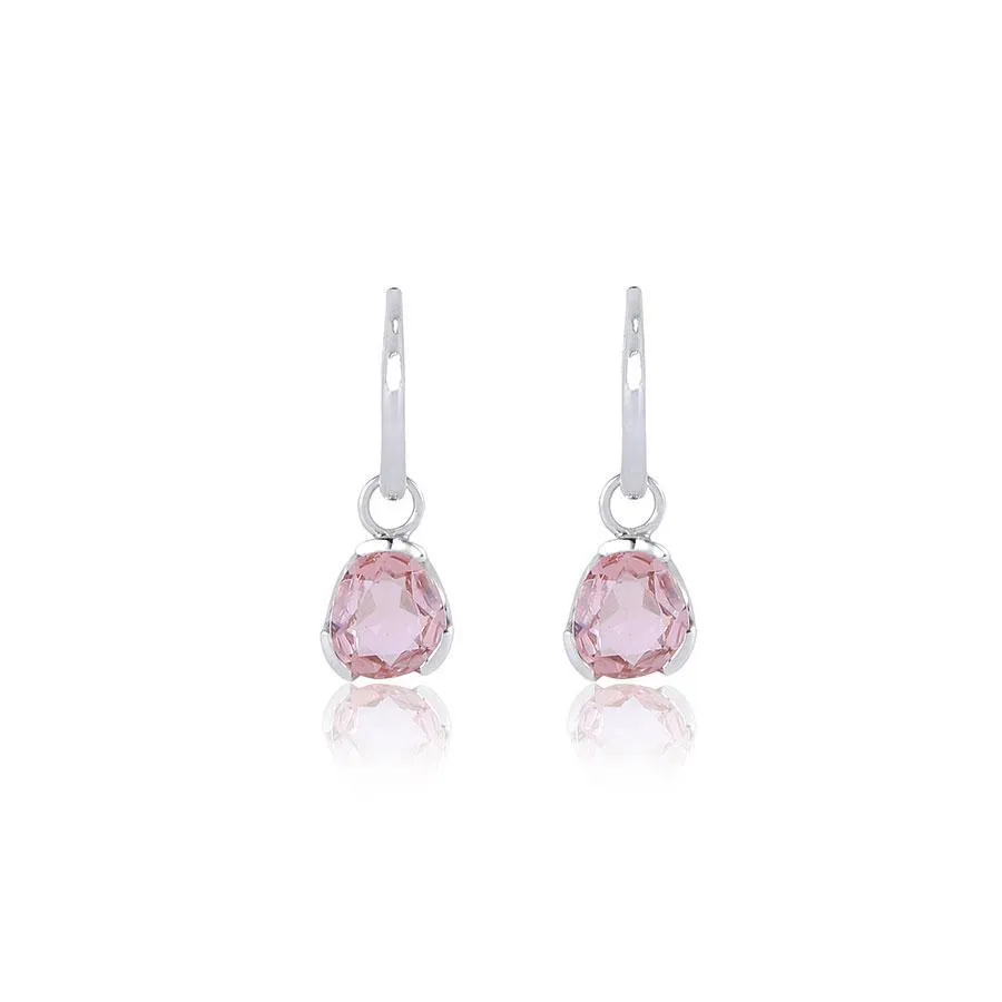 FOUNDATION GEMDROP MEDIUM HOOPS - BLUSH QUARTZ