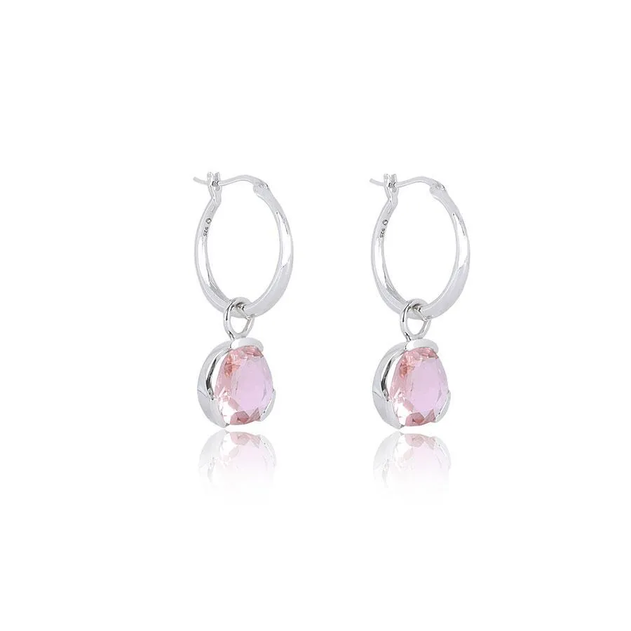 FOUNDATION GEMDROP MEDIUM HOOPS - BLUSH QUARTZ
