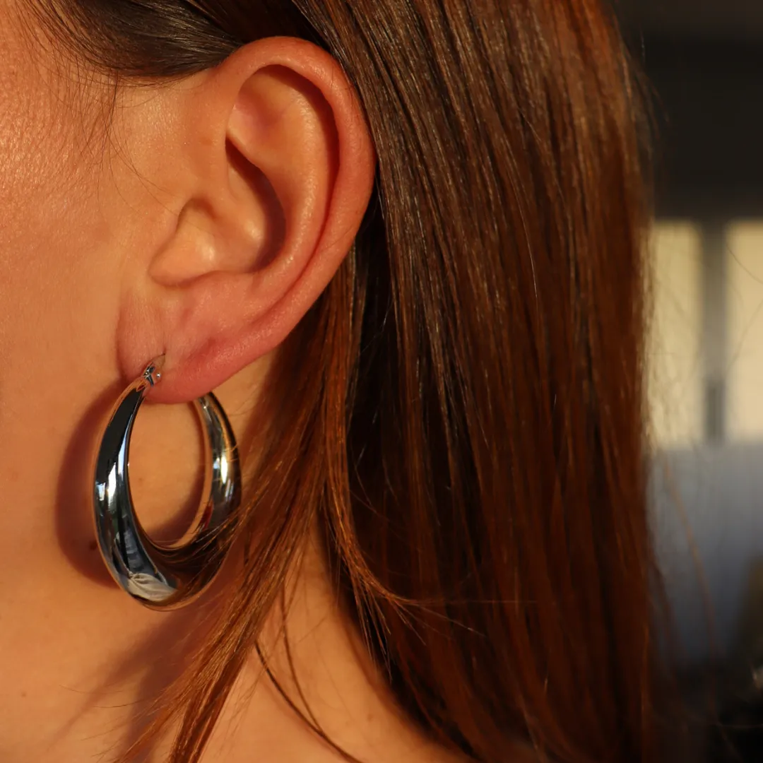 FV Silver 40mm Hollow Hoop Earrings