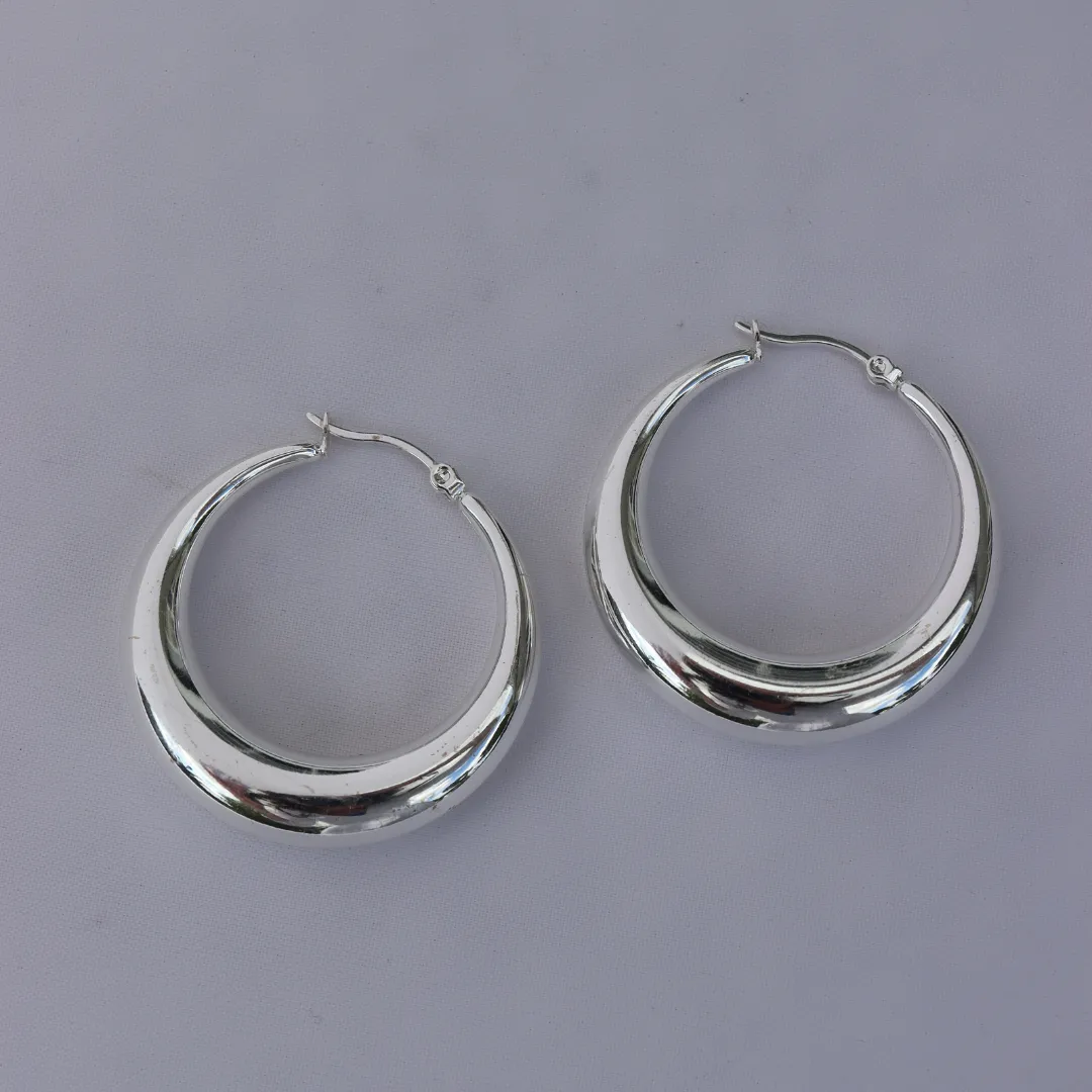 FV Silver 40mm Hollow Hoop Earrings