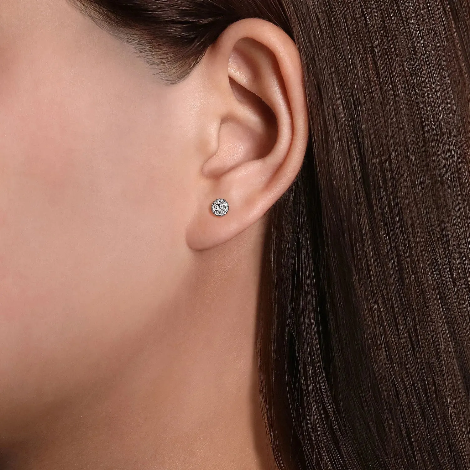 Gabriel & Co. Fashion 14k White Gold Diamond Halo Stud Earrings