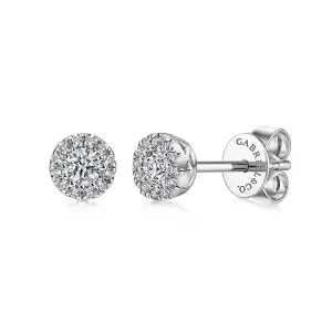 Gabriel & Co. Fashion 14k White Gold Diamond Halo Stud Earrings