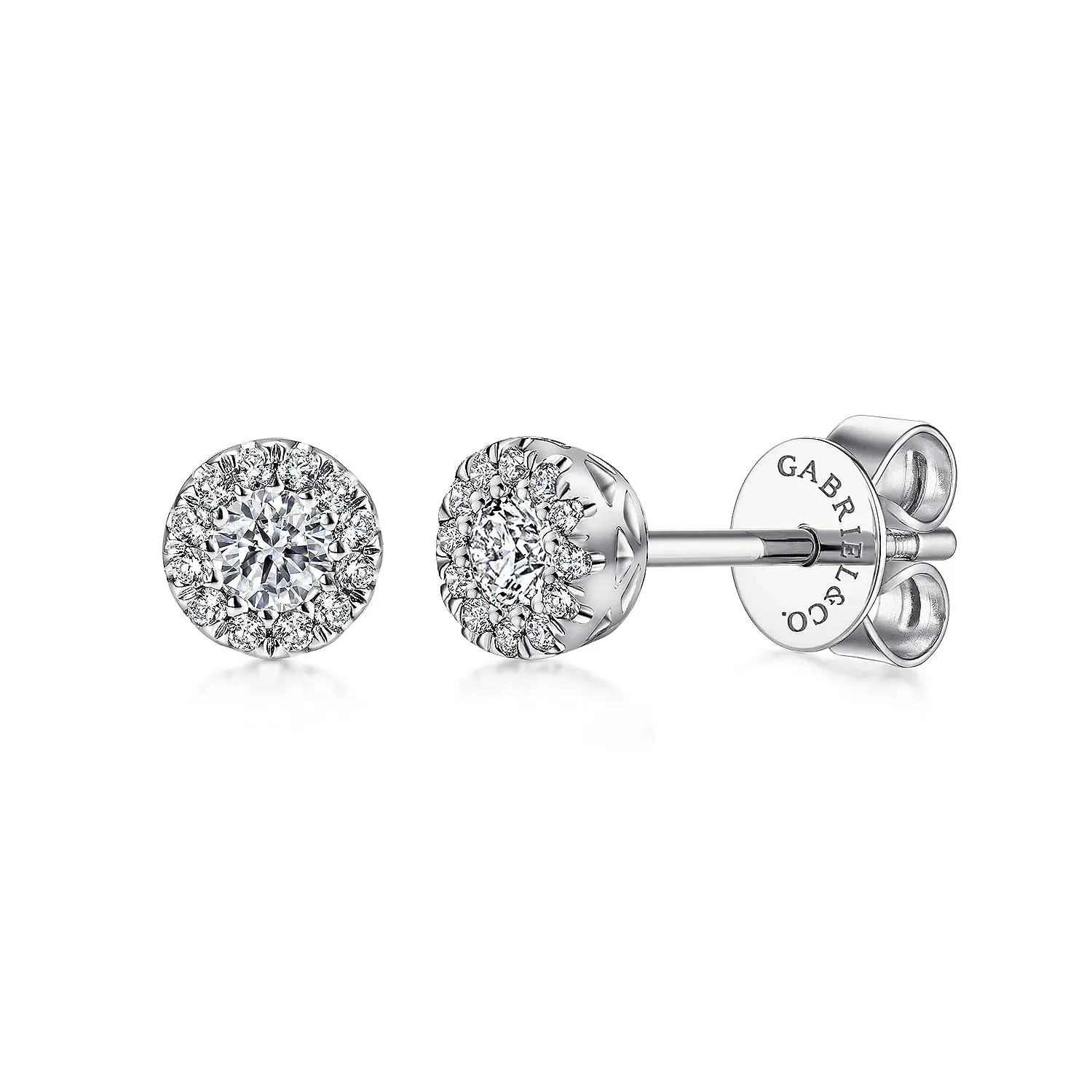 Gabriel & Co. Fashion 14k White Gold Diamond Halo Stud Earrings