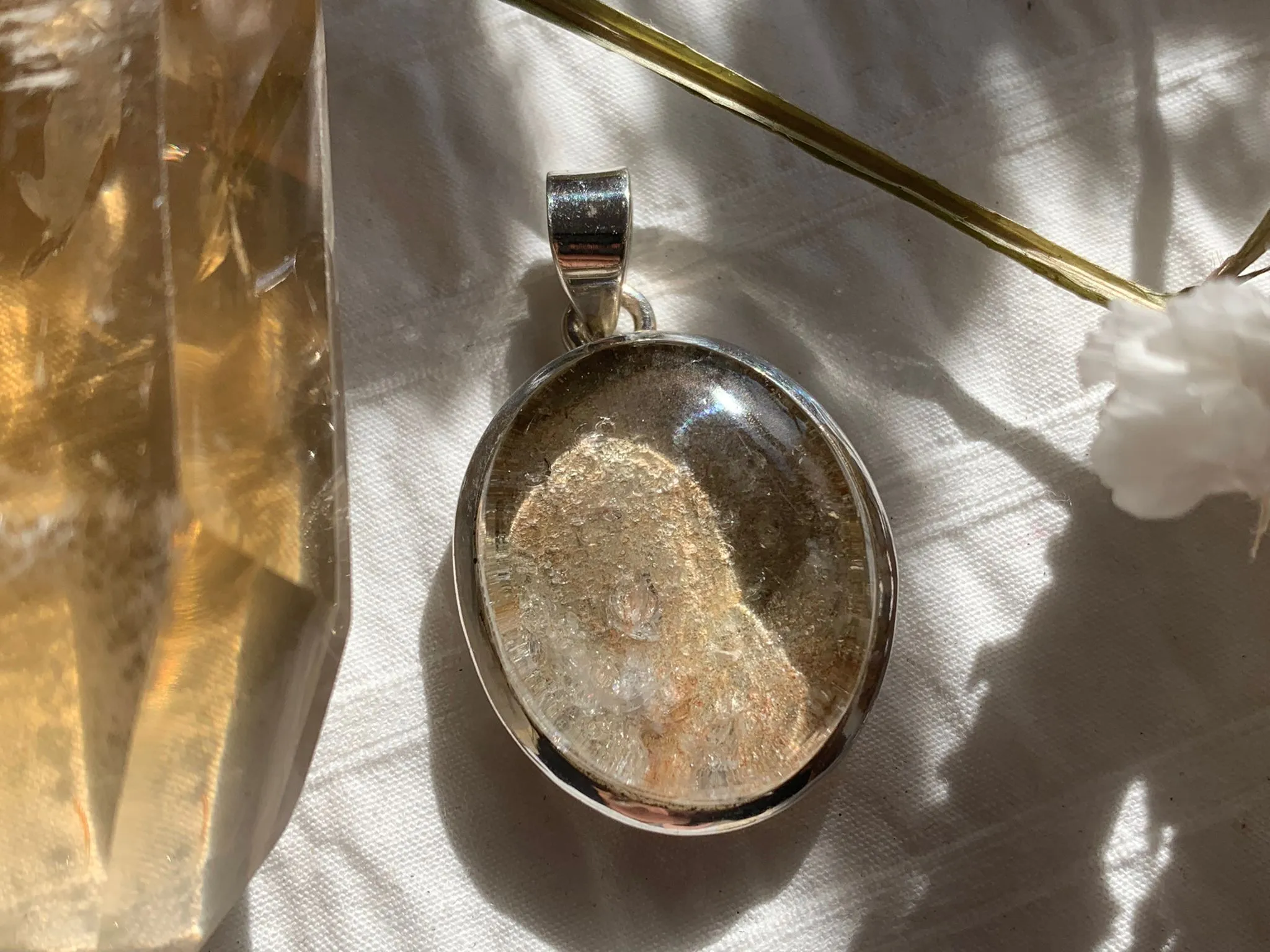 Garden Quartz Naevia Pendant - Reg. Oval