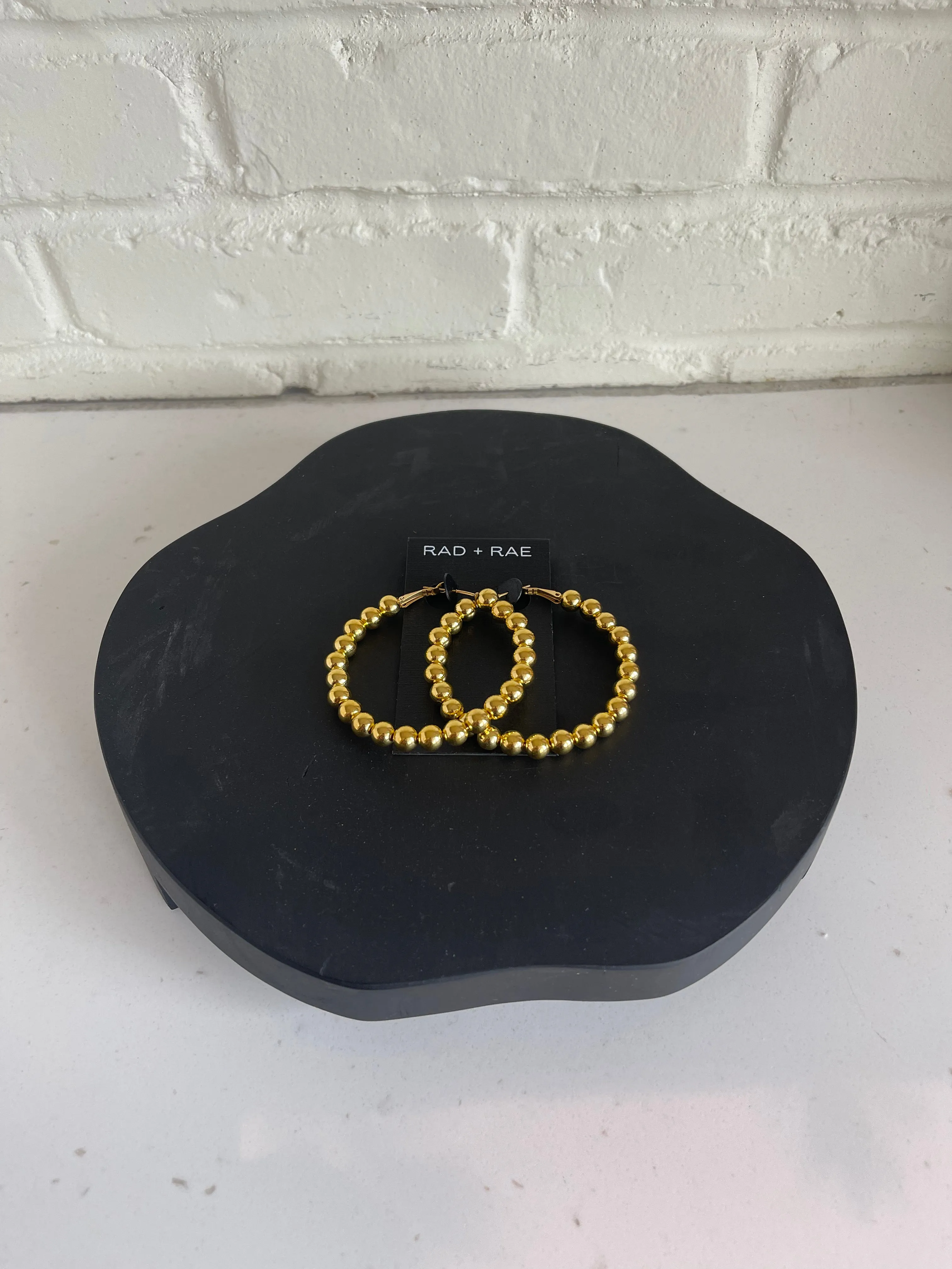 Gold Ball Hoop Earrings