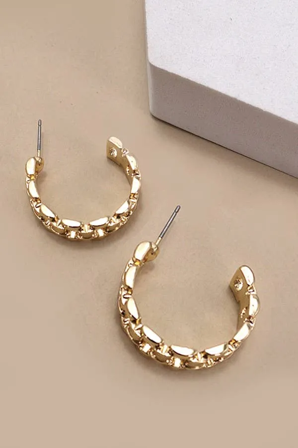 Gold Classic Chain Cutout Hoop Earrings
