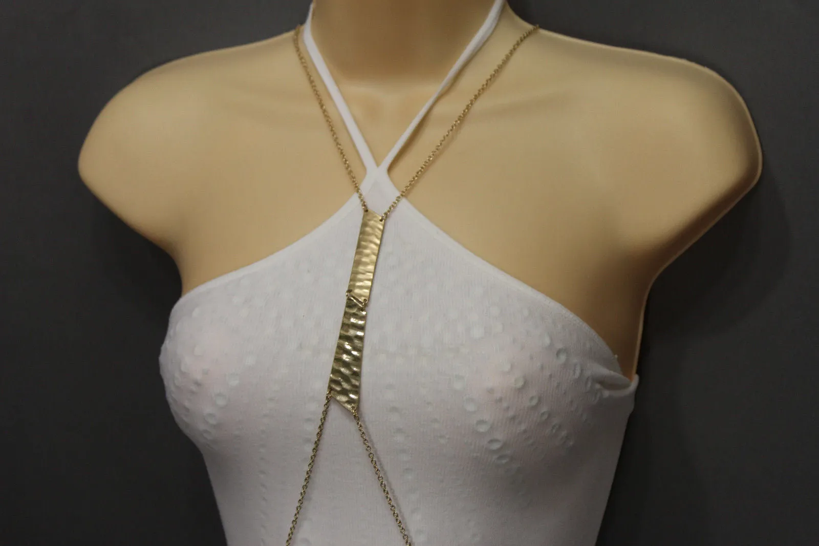 Gold Double Metal Plate Body Chains Long Necklace Jewelry Beach Harness