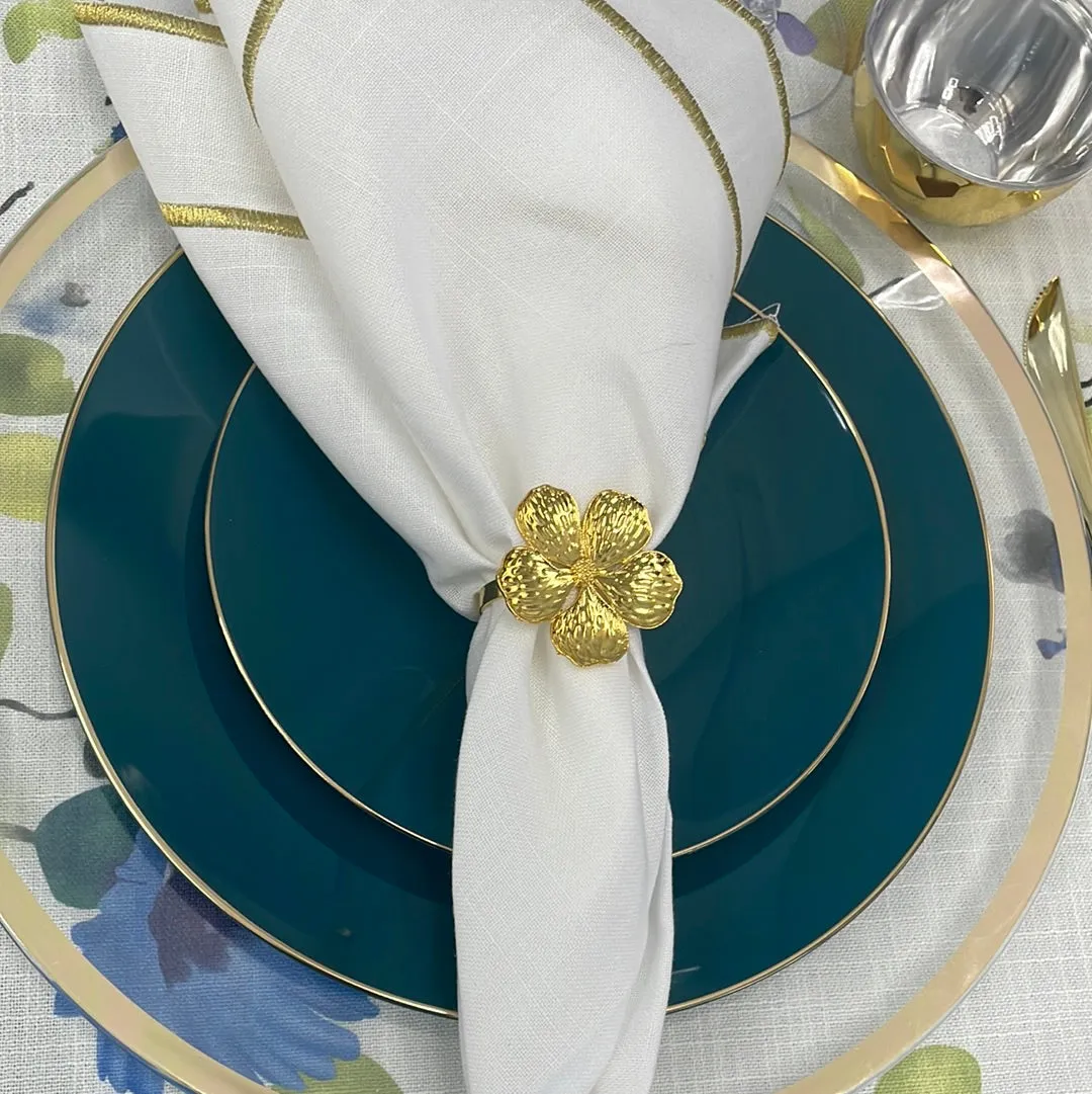 Gold Flower Napking Ring (4 ct)