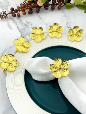 Gold Flower Napking Ring (4 ct)