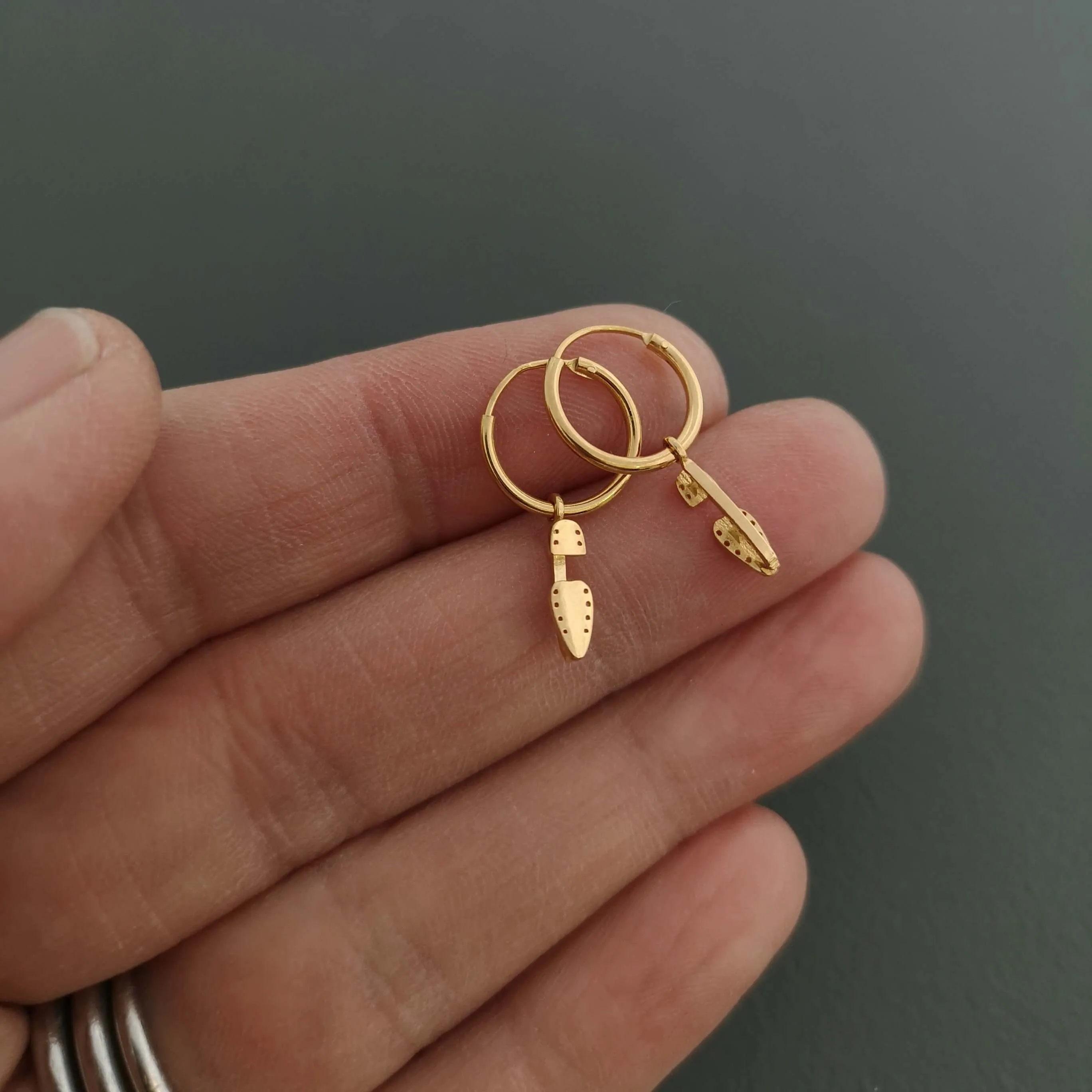 Gold Ice Skating Hoop Earrings