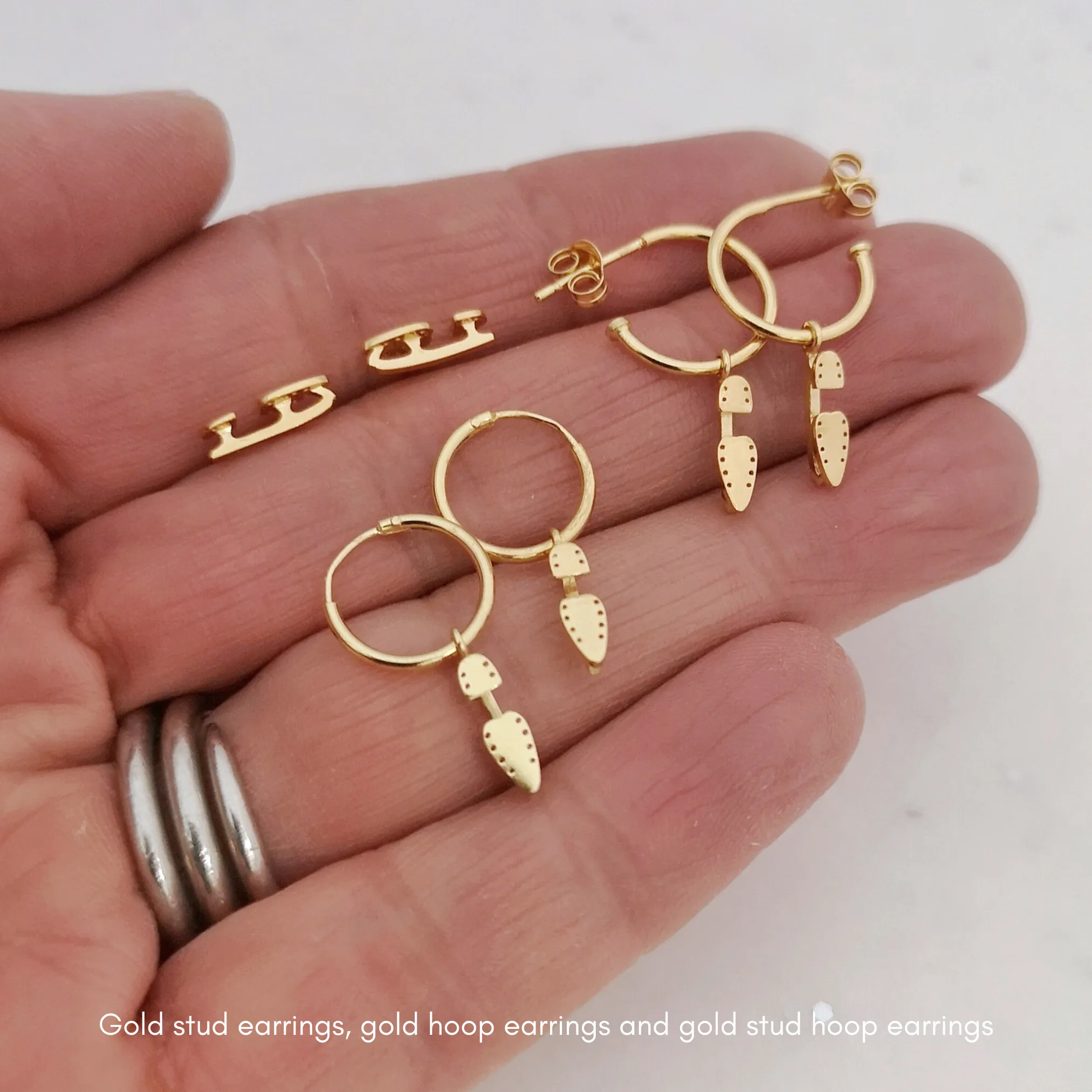 Gold Ice Skating Hoop Earrings