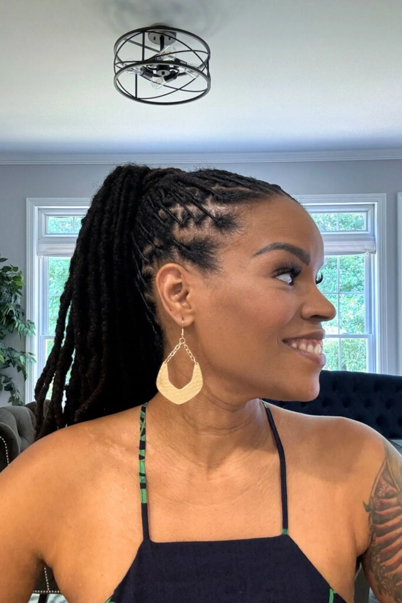 Gold Link Hammered Earrings
