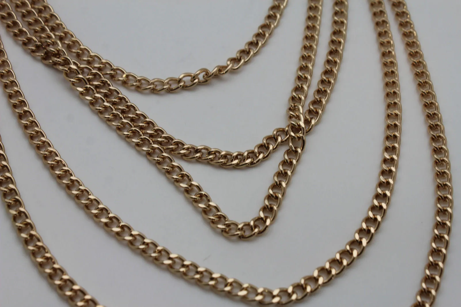 Gold Metal Body Chains Shoulder Front Back Wave Necklace