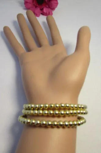 Gold Metal Chains Beads Bracelet Rhinestones Gingerbread Man