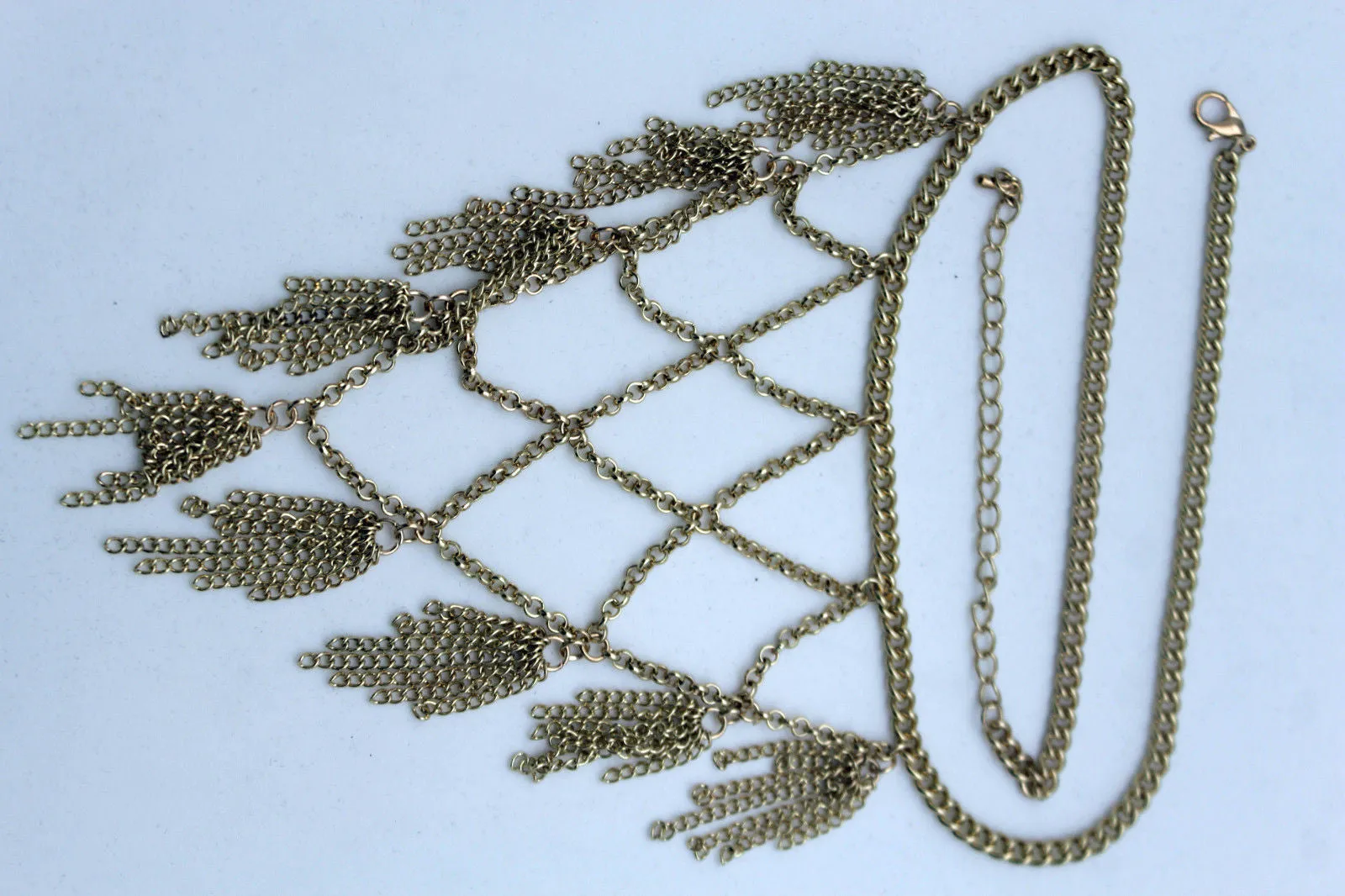 Gold Metal Chains Fringes Tassel Stylish Short Necklace