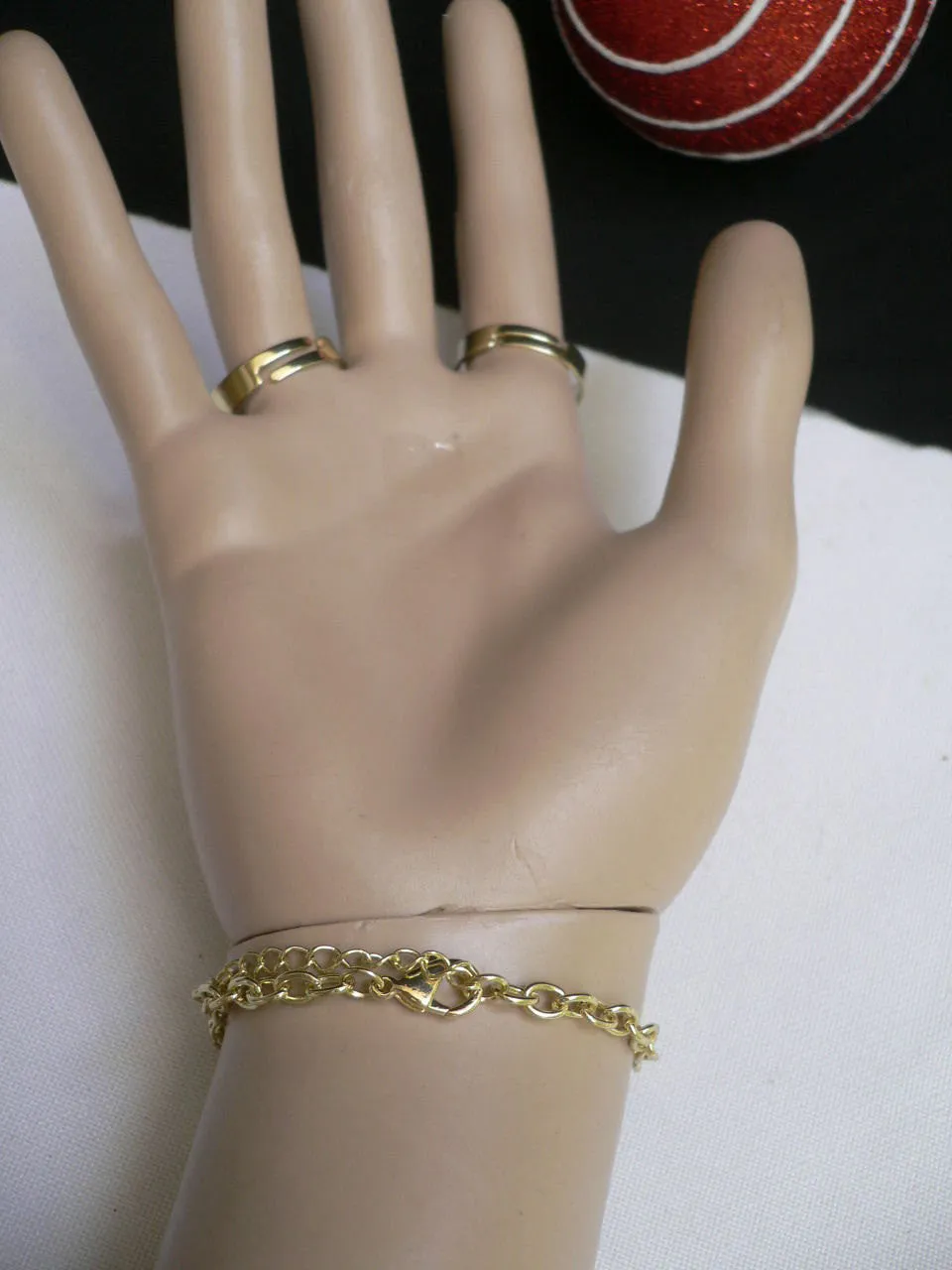 Gold Metal Hand Chain Bracelet Geometric Arrow Bow Black Rhinestone Women Trendy