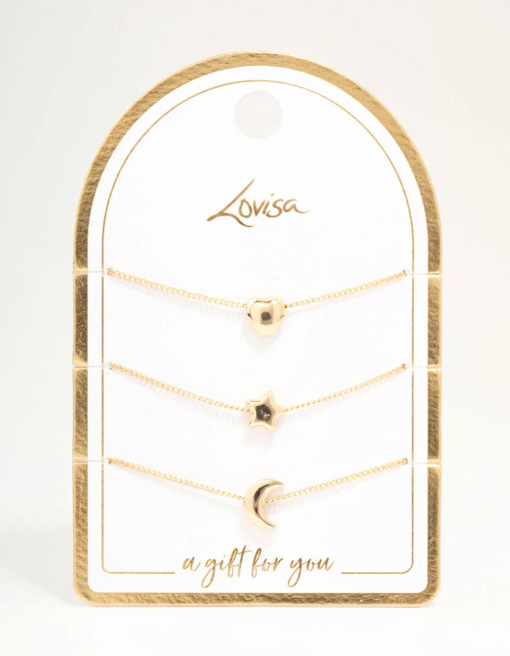 Gold Star & Moon & Heart Bracelets 3-Pack