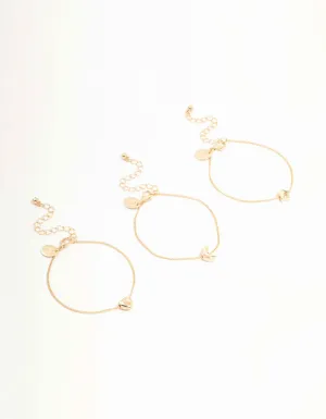 Gold Star & Moon & Heart Bracelets 3-Pack