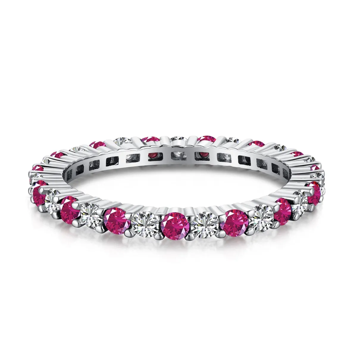 [Goodv]Exquisite Colorful Round Cut Tennis Ring
