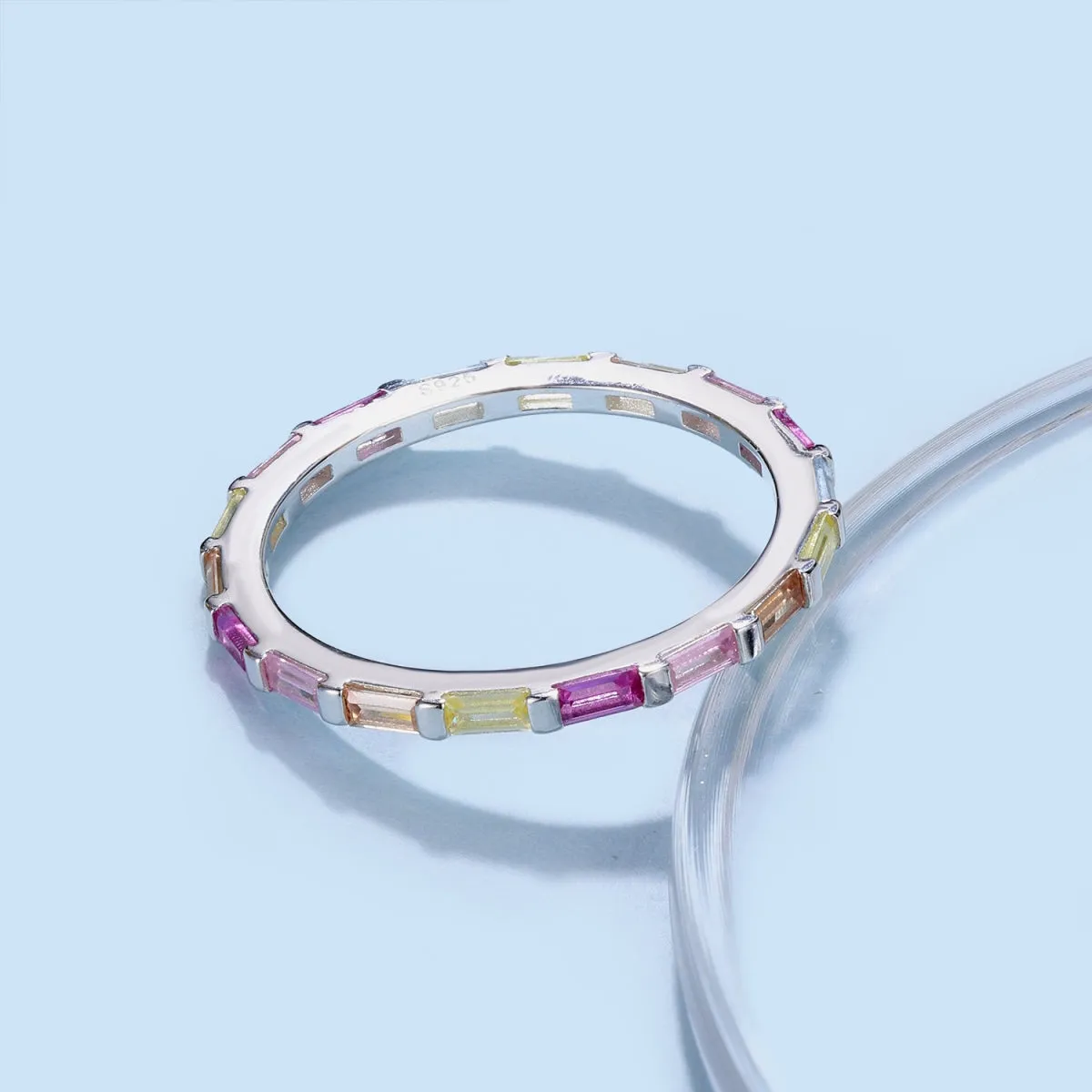[Goodv]Exquisite Multicolored Emerald Cut Daily Ring