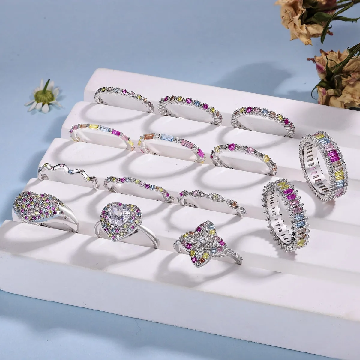 [Goodv]Exquisite Multicolored Emerald Cut Daily Ring